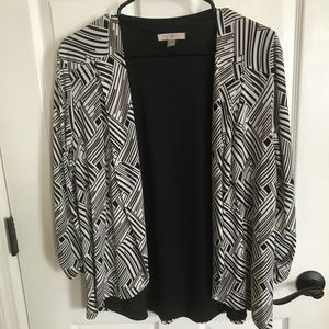 Roz & Ali Cardigan, Black/Brown/White Geo, XL